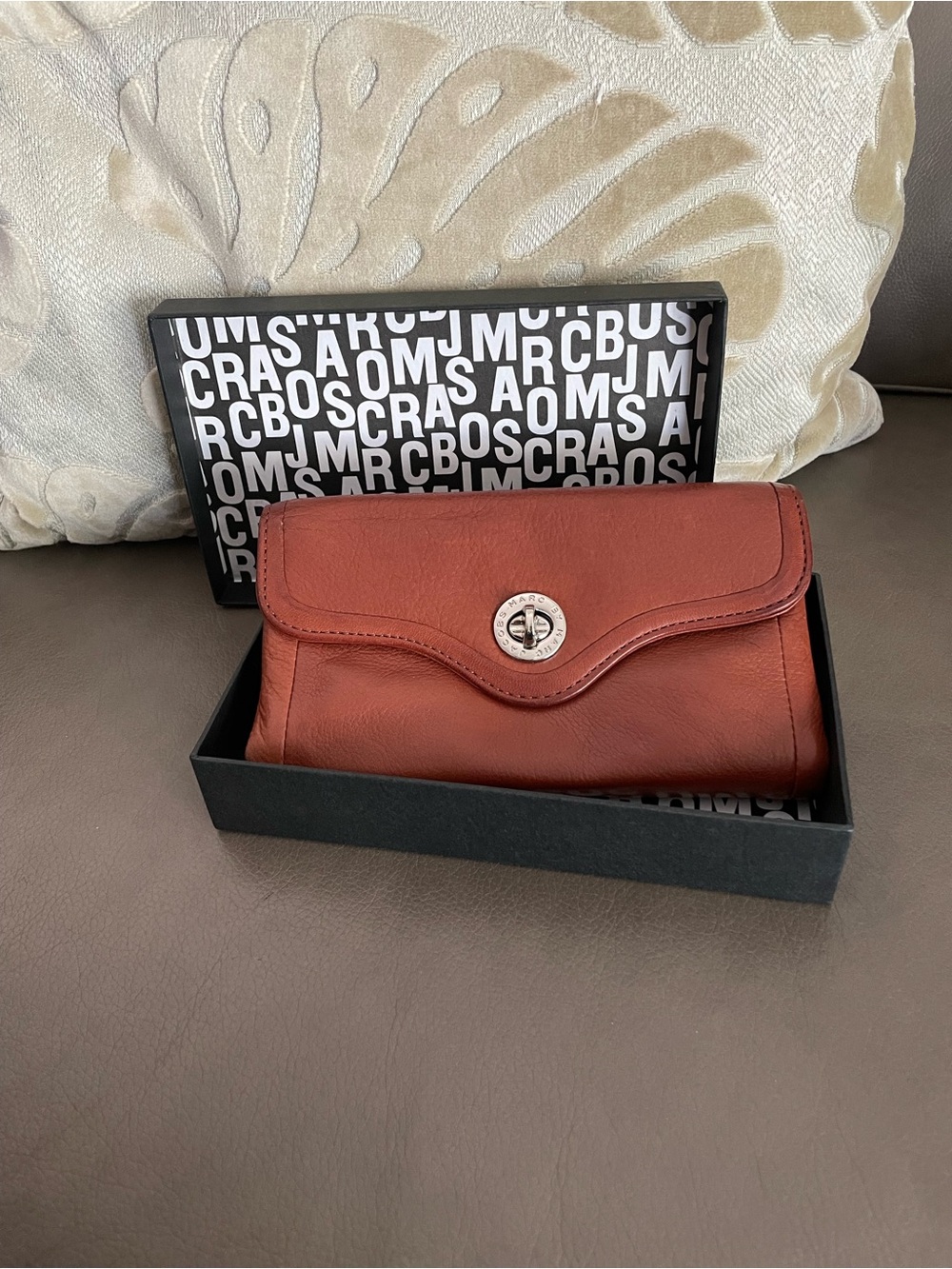 Marc By Marc Jacobs Rust Red Leather Turnlock wallet/clutch.